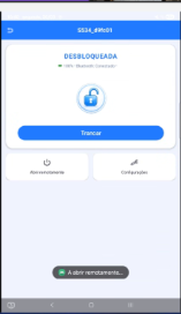 Ecrã de fechadura desbloqueada